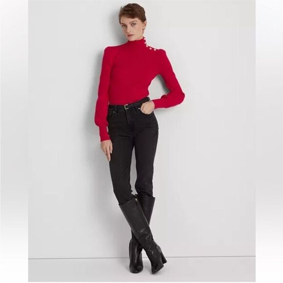 Ralph Lauren black label Elegant Red Turtleneck Sweater, S - Picture 2 of 13